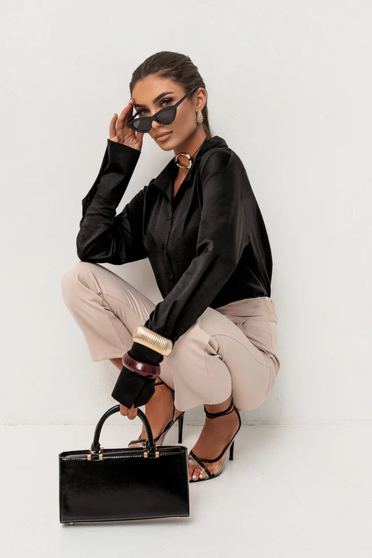 Koszula Satynowa MADDIE - Czarna