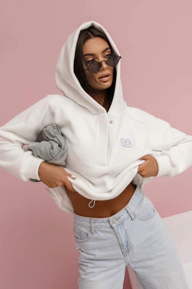 LOOM fleece sweatshirt - Ecru with blue 