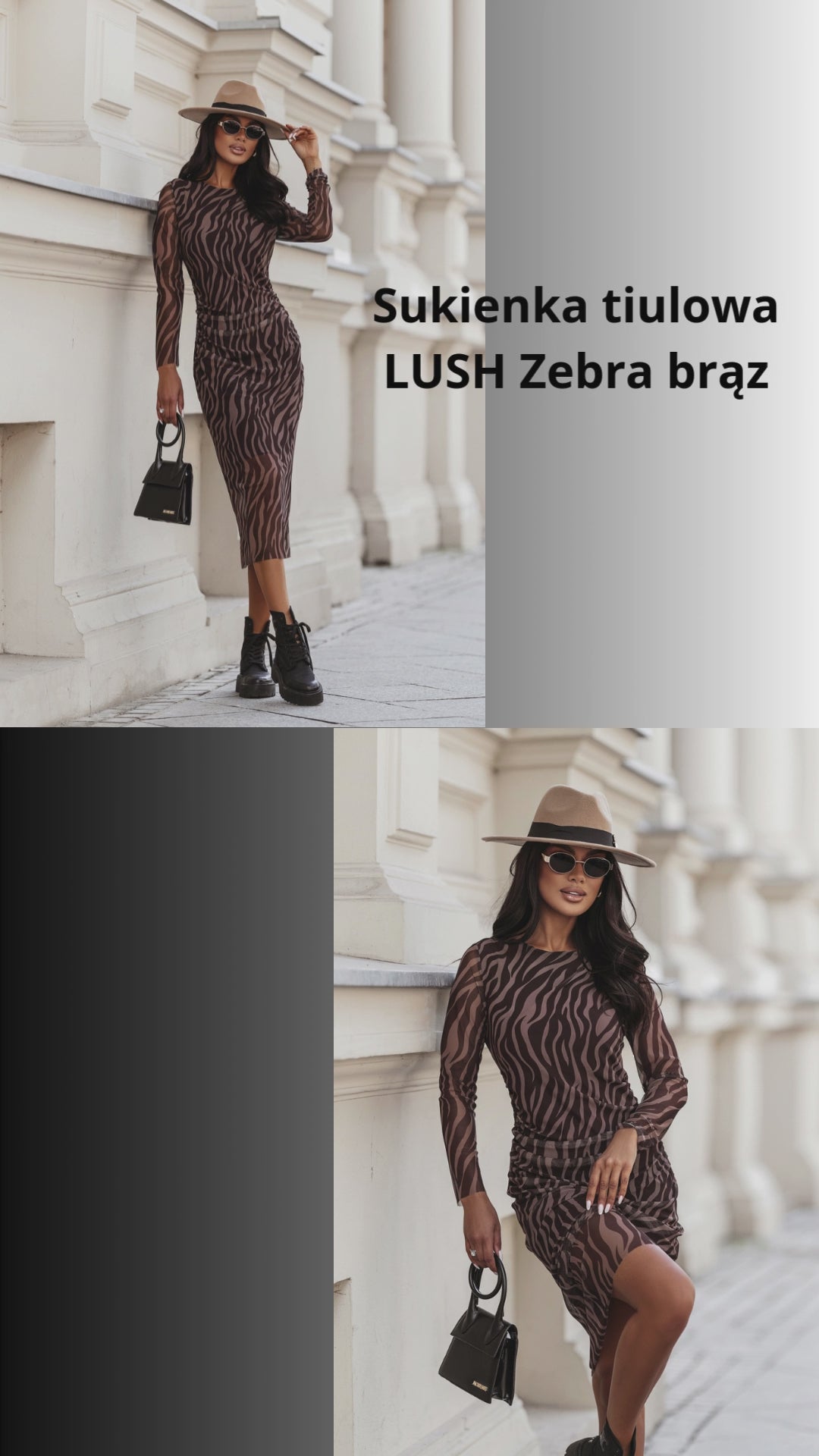 Załaduj film: Sukienka Tiulowa LUSH ZEBRA BRĄZ